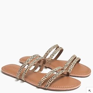 Calf hair seaside slide sandals